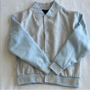 Adidas Baby Blue and Gray Yankees Varsity Jacket 
size Large